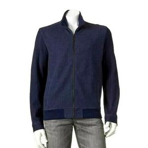 Marc Anthony Slim-Fit 2-Pocket Full-Zip Admiral Navy Varsity Bomber Jacket